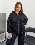 Everyday hooded set made from viscose, cotton and elastane, image of comfortable everyday clothes.