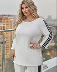 Ribbed fabric set with stripes , polyester 80%, lycra 2%, nylon 18%, за елегантен ежедневен стил.