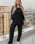 Ribbed fabric set with stripes , polyester и lycra, показан на изображението.
