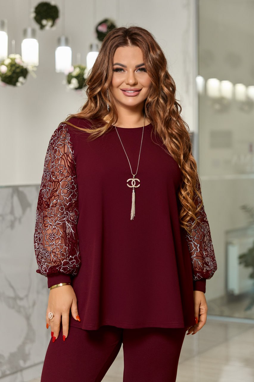 Blouse with mesh and pants set  - Twiggy Shop