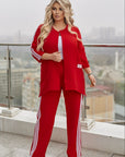 Комплект pants и blazer с linen ти, polyester и lycra, подходящ за стилни и уup toбни ежедневни облекла.