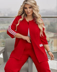 Pants and blazer set with stripes , polyester и lycra, стиlinen  и модерен за ежедневна и бизнес обстановка.