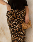 Animal print midi skirt with scarf