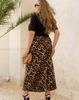 Animal print midi skirt with scarf