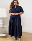 Dlouhé plátěné šaty s knoflíky