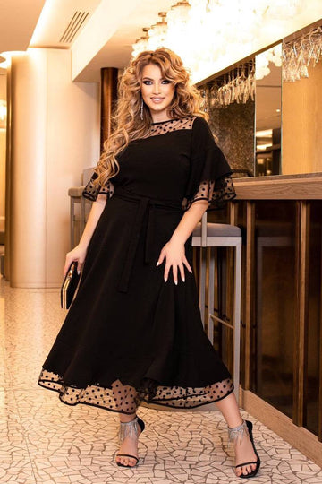 Flared dress with mesh  - Twiggy Shop