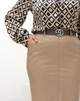 Faux leather skirt with a belt