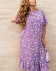 Floral soft fabric dress  от марка YR, polyester 100%, показваща дамски модел с цветен принт.