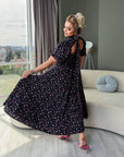 Rochie midi cu flori din bumbac