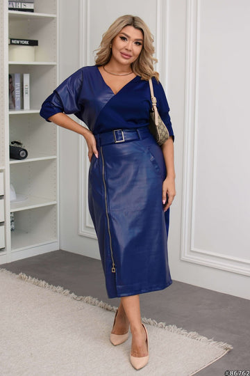 Knee-length mixed-material dress  - Twiggy Shop