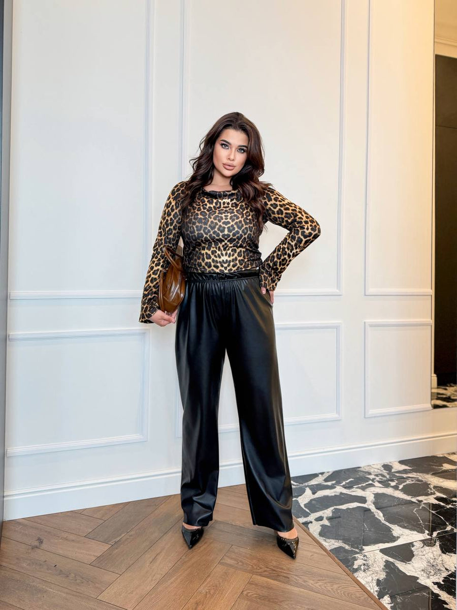 Warme Kunstlederhose