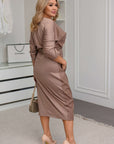 Knee-length mixed-material dress  - Twiggy Shop