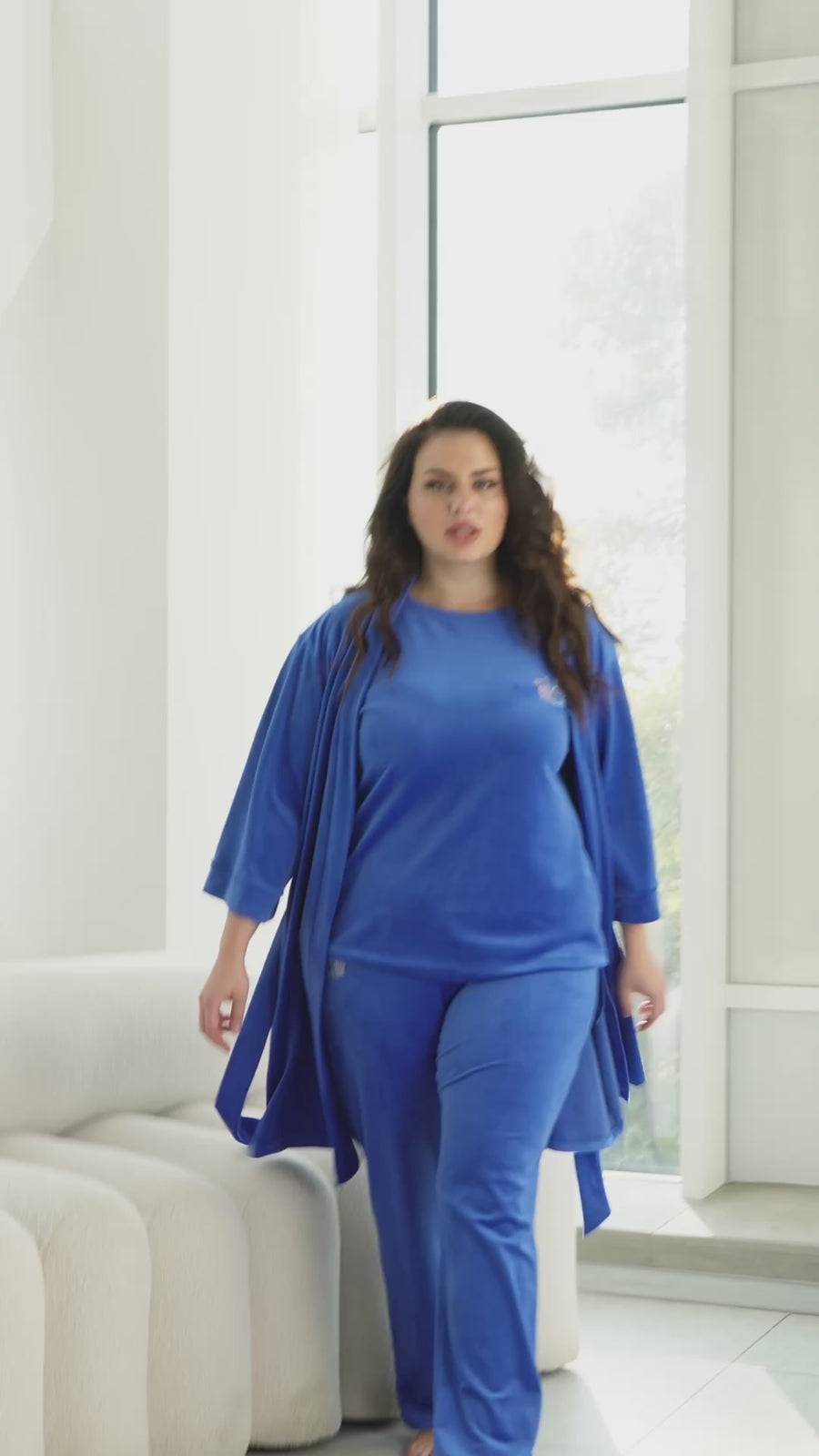 Three-piece velvet loungewear set