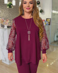 Set blusa con rete e pantaloni