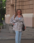 Printed Kimono with Satin Belt