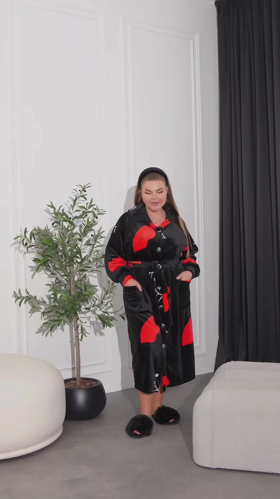 Teplý župan s kapucí