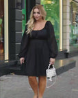 Knitwear dress with chiffon sleeves