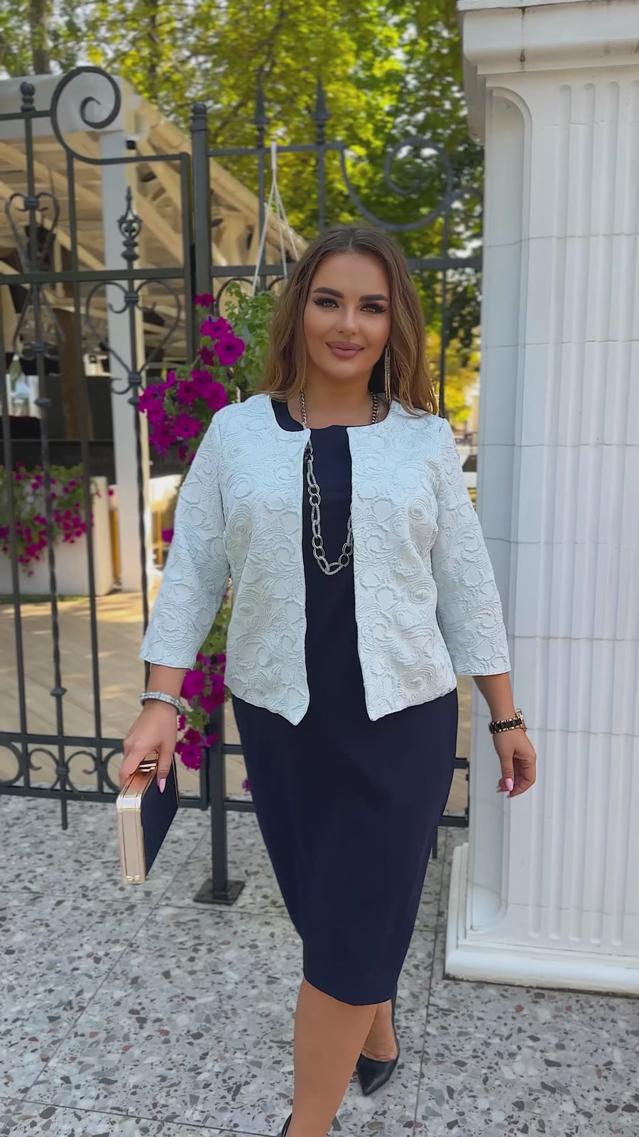 Set rochie și blazer cu strălucire