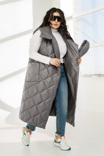 Long vest made of fleece