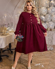 Dress made of velvet corduroy with buttons