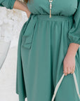 Flared dress with belt