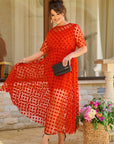 Long dress made of mesh
