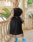 Cut out dress with mesh with dots