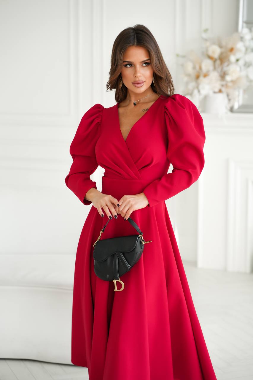 Flared dress with interesting sleeves