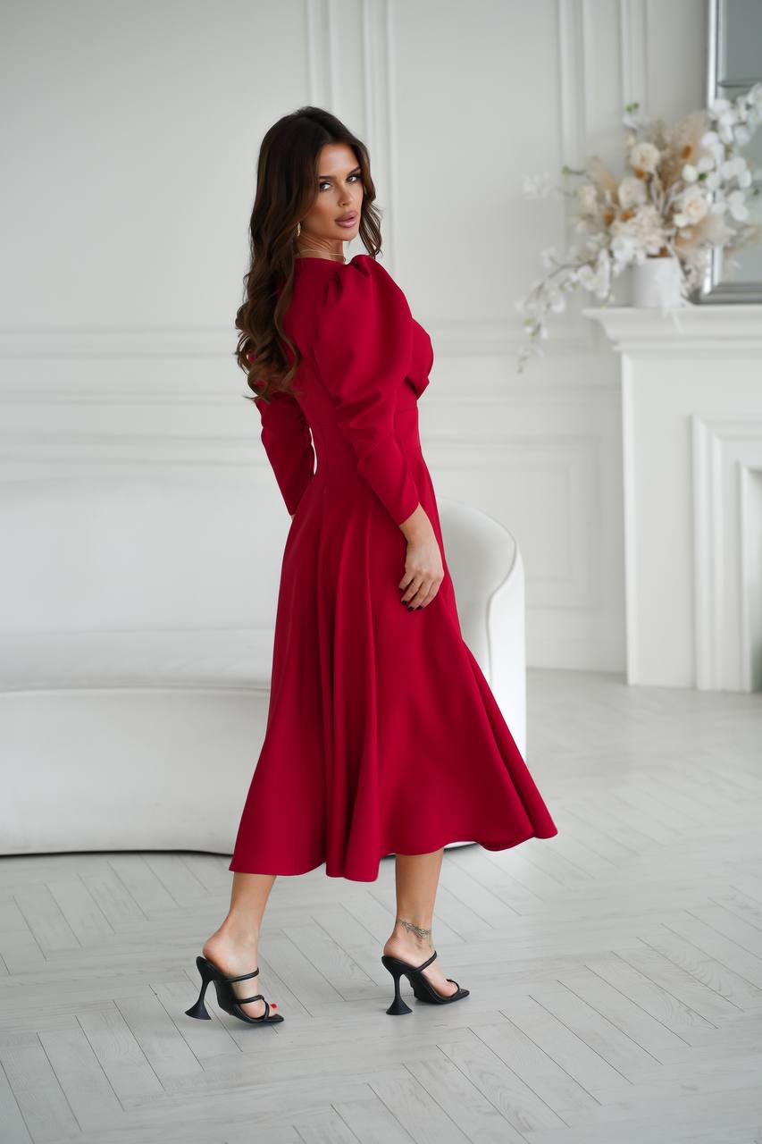 Flared dress with interesting sleeves